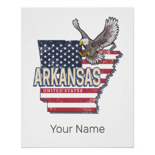 Arkansas United States Retro Map Vintage USA Poster