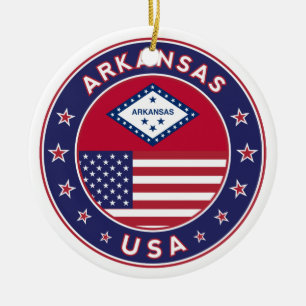 Arkansas, USA states Ceramic Tree Decoration