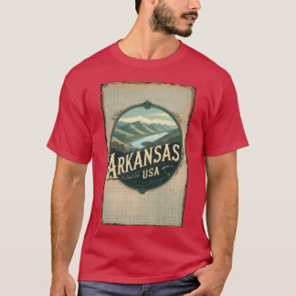 Arkansas USA Vintage Travel Retro Postcard Design T-Shirt