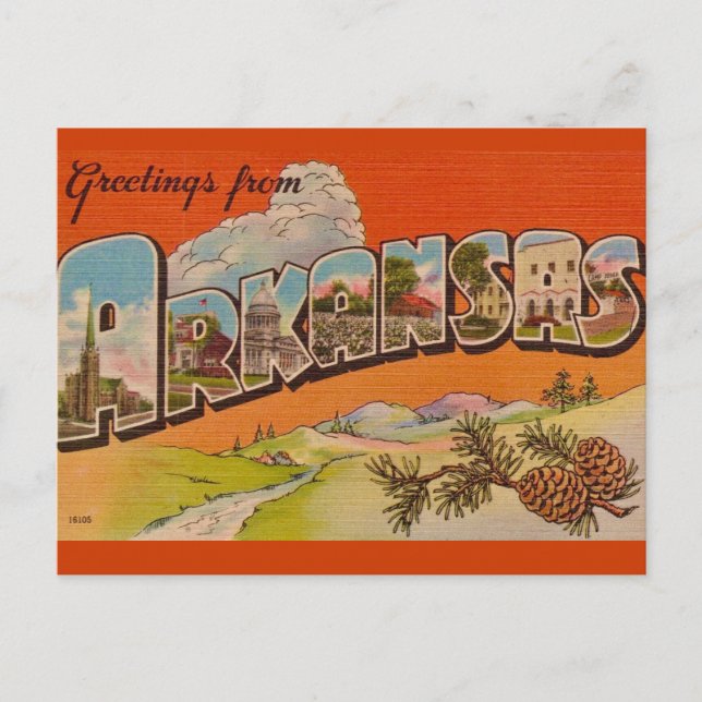 Arkansas Vintage Greetings Postcard  (Front)