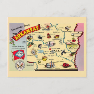 Arkansas Vintage Map Postcard 
