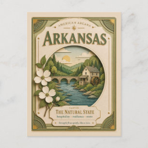 Arkansas Vintage Paper Cut American Arcana Postcard