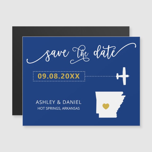 Arkansas Wedding Save the Date Card, Map Magnetic Invitation (Front/Back)