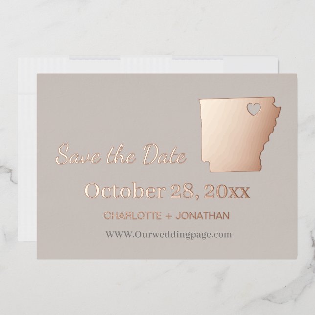 Arkansas Wedding Save The Date Rose Gold  (Envelope)