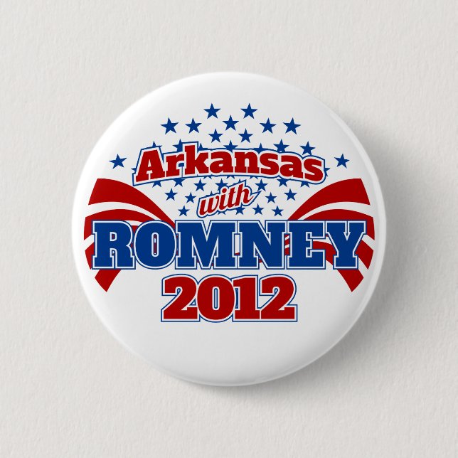 Arkansas with Romney 2012 6 Cm Round Badge (Front)