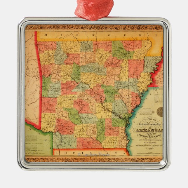 ArkansasPanoramic MapArkansas Metal Tree Decoration (Front)