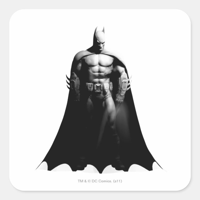 Arkham City | Batman Black and White Wide Pose Square Sticker (Front)