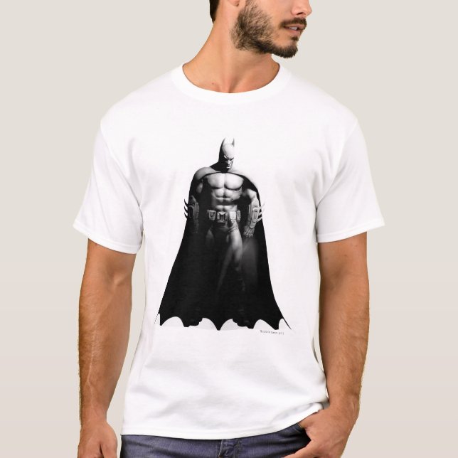 Arkham City | Batman Black and White Wide Pose T-Shirt (Front)