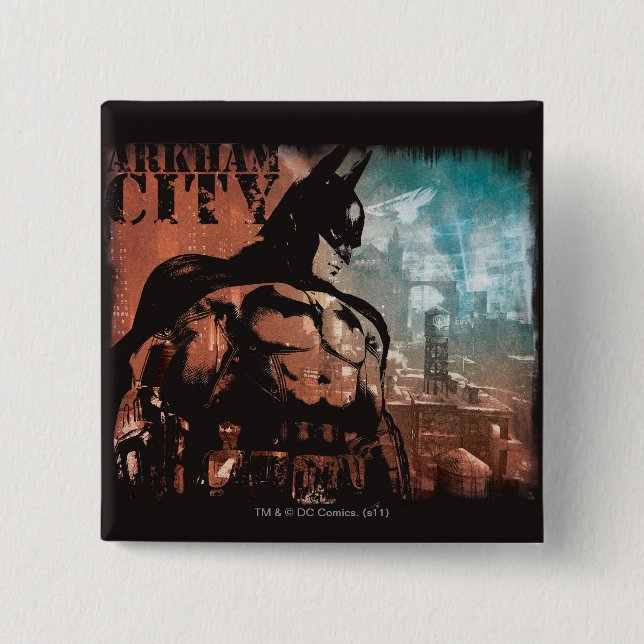 Arkham City Batman mixed media 15 Cm Square Badge (Front)