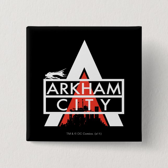 Arkham City Logo White 15 Cm Square Badge (Front)