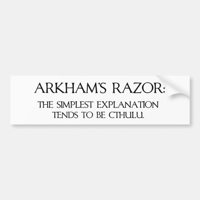 Arkham's Razor Bumper Sticker (Front)