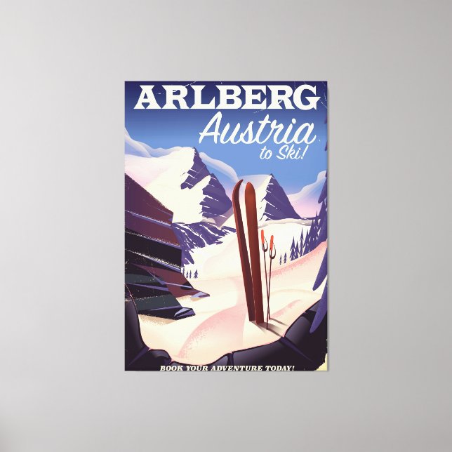 Arlberg Austria ski travel poster Canvas Print (Front)
