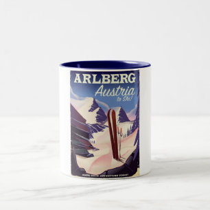 Arlberg Austria ski travel poster Two-Tone Coffee Mug