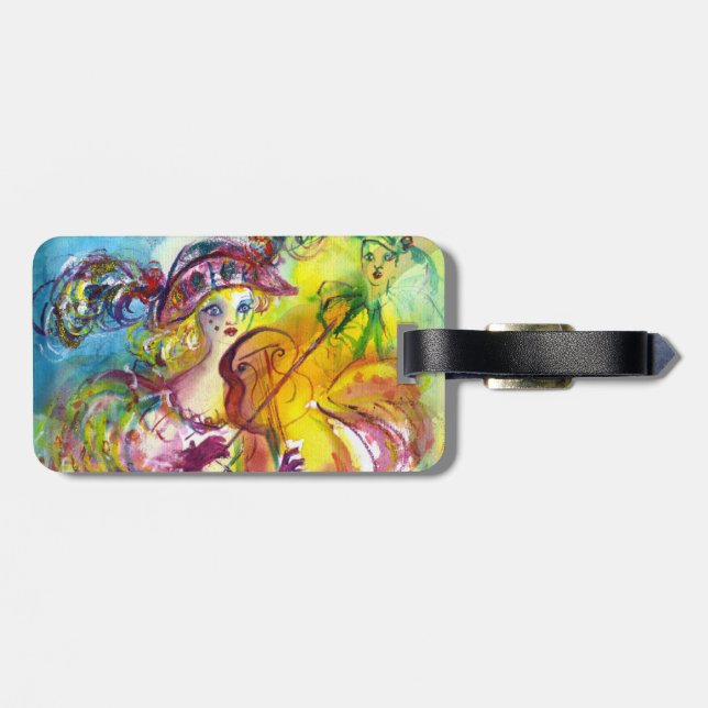 ARLECCHINA  VIOLINIST / Venetian Carnival Night Luggage Tag (Back Horizontal)