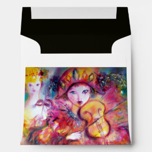 ARLECCHINO AND COLOMBINA bright pink red black Envelopes