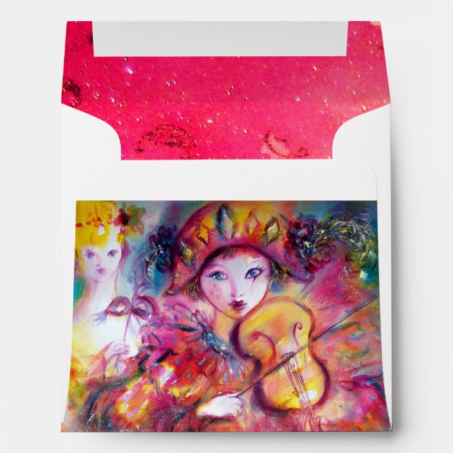ARLECCHINO AND COLOMBINA bright pink red white Envelopes (Back (Bottom))
