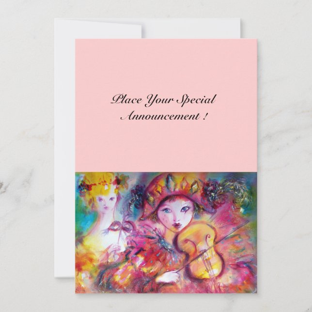 ARLECCHINO AND COLOMBINA /Venetian Mardi Gras Announcement (Front)