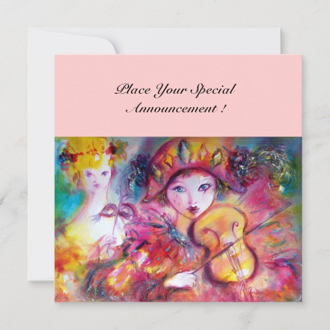 ARLECCHINO AND COLOMBINA /Venetian Mardi Gras Announcement (Front)