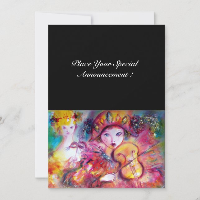 ARLECCHINO AND COLOMBINA /Venetian Mardi Gras Announcement (Front)