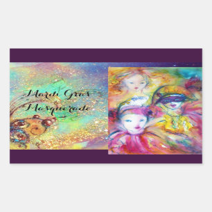 ARLECCHINO PIERO AND COLOMBINA MASQUERADE PARTY RECTANGULAR STICKER