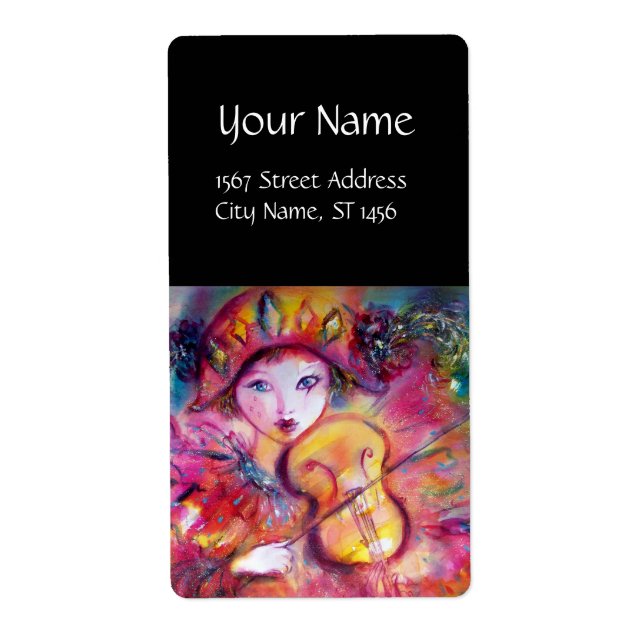 ARLECCHINO VIOLINIST Masquerade Masks Pink Black (Front)