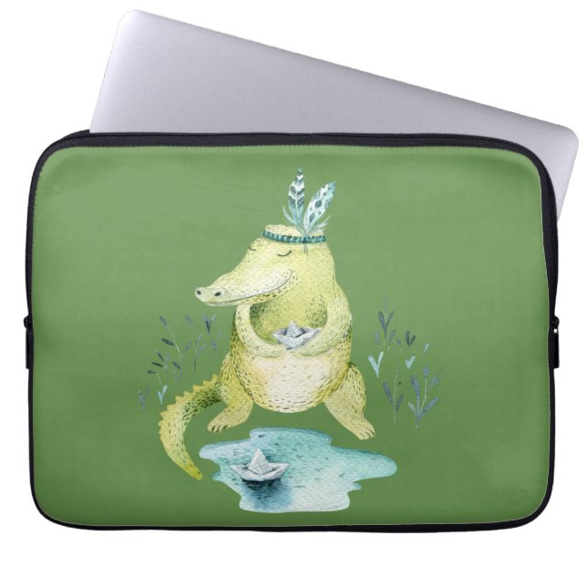 Arlena the Alligator Laptop Sleeve (Front)