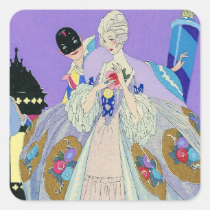 Arlequin at a Fancy Dress Ball Throw Pillow Square Sticker