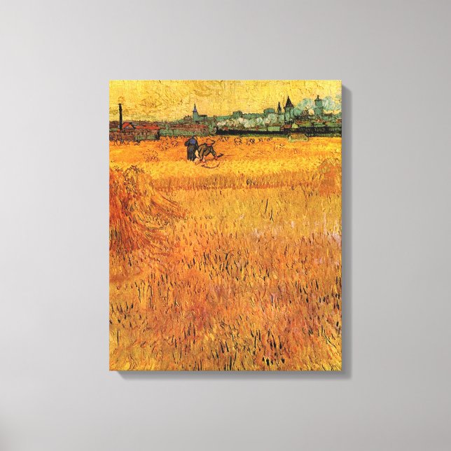 Arles View from the Wheat Fields. Vincent van Gogh Canvas Print (Front)