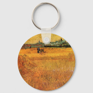 Arles: View from Wheat Fields by Vincent van Gogh Key Ring