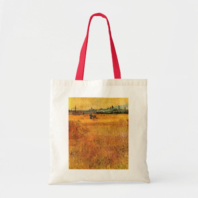 Arles: View from Wheat Fields by Vincent van Gogh Tote Bag (Front)