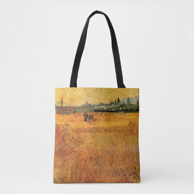 Arles: View from Wheat Fields by Vincent van Gogh Tote Bag (Front)