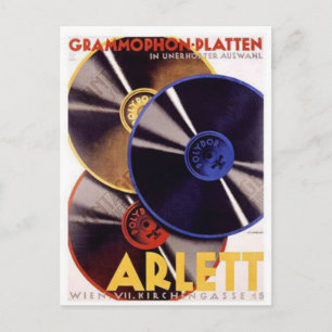 Arlett Grammophon Platten Vintage Ad Postcard