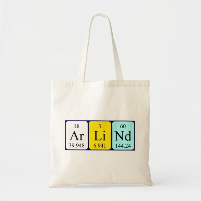 Arlind periodic table name tote bag (Front)