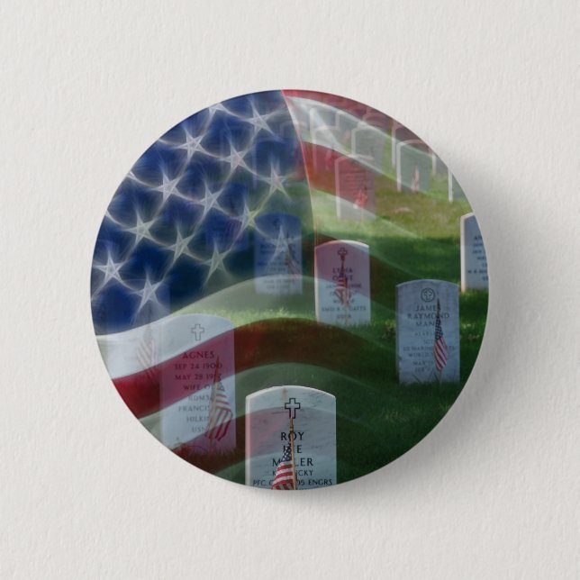 Arlington National Cemetery, American Flag 6 Cm Round Badge (Front)