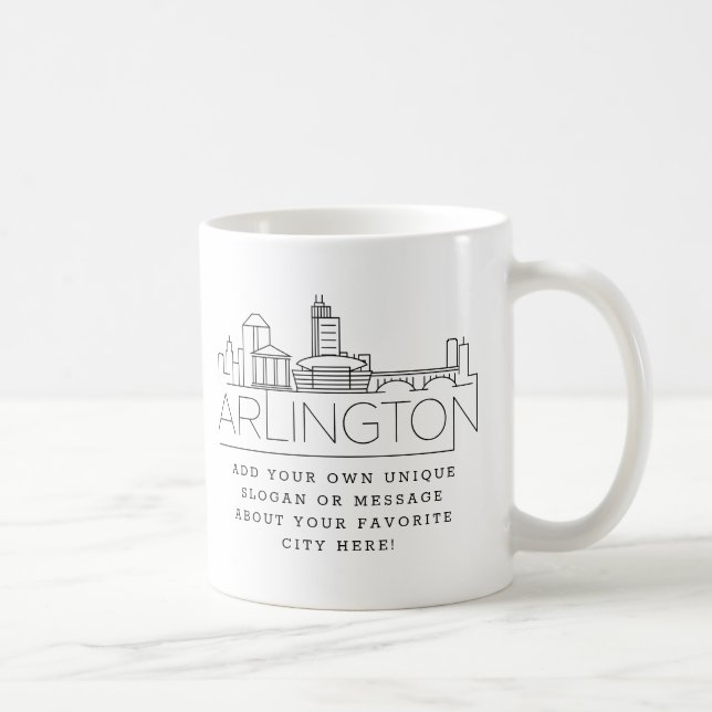 Arlington Stylised Skyline | Custom Slogan  Coffee Mug (Right)