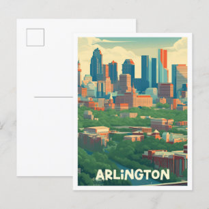 Arlington Texas Art Vintage Travel Illustration Postcard