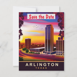 Arlington Texas City Sunset Wedding Invitation