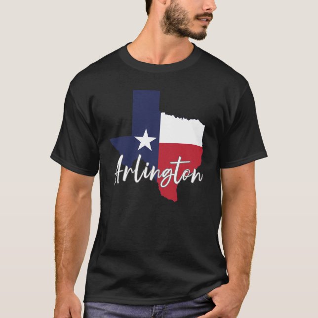 Arlington, Texas Flag Map Men's Black T-Shirt (Front)