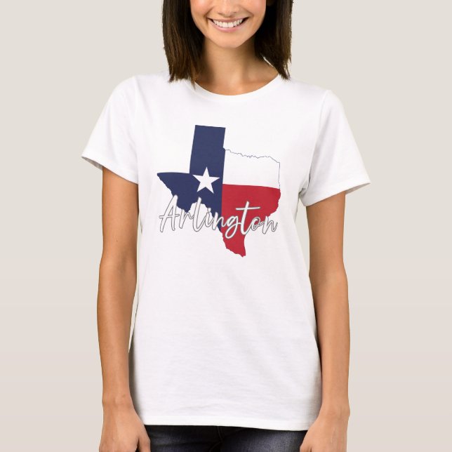 Arlington, Texas Flag Map Women's White T-Shirt (Front)