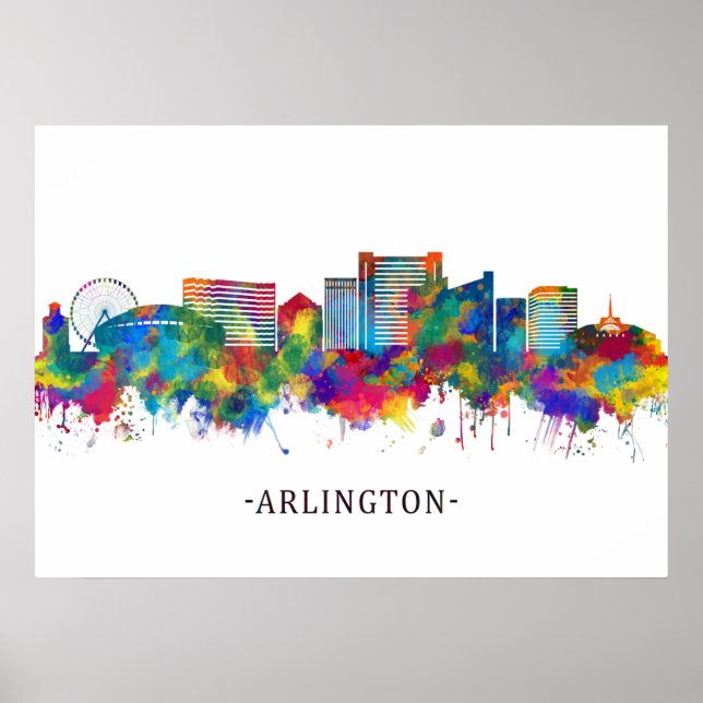 Arlington Texas Skyline Poster (Front)
