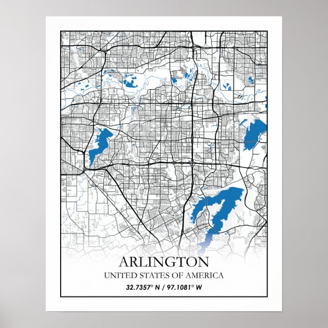 Arlington Texas USA City Travel City Map Poster (Front)