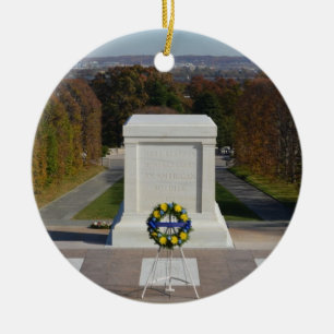 Arlington Tomb of the Unknown Soldier, Yellow Wrea Ceramic Tree Decoration