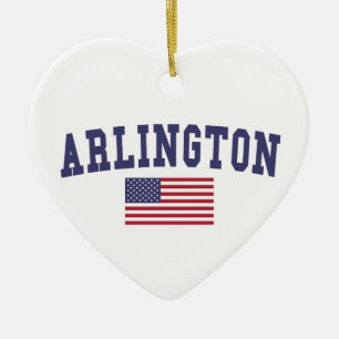 Arlington VA US Flag Ceramic Tree Decoration