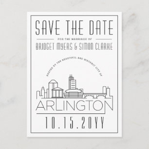 Arlington Wedding   Stylised Skyline Save the Date Postcard