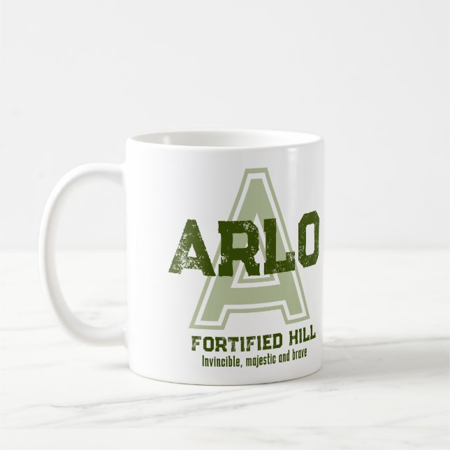 Arlo name meaning monogram green coffee mug (Left)