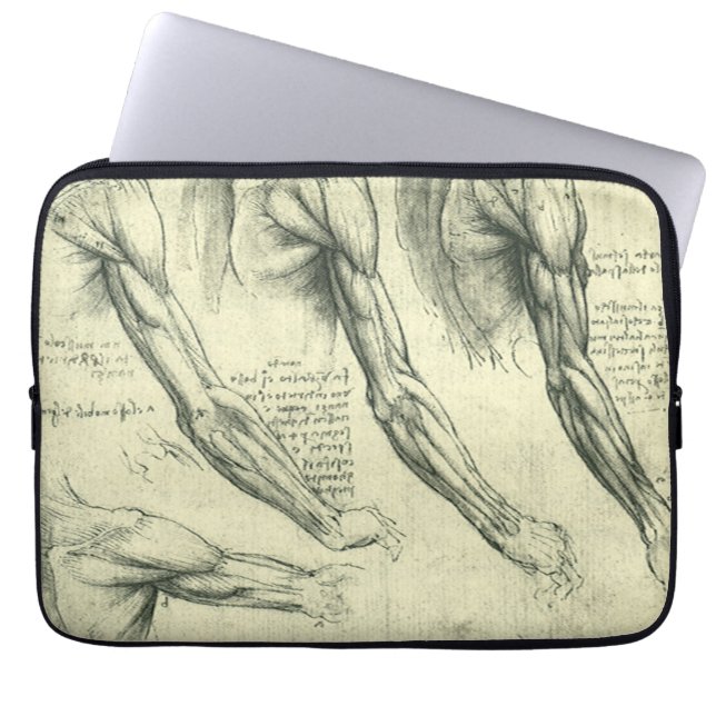 Arm and Shoulder Anatomy by Leonardo da Vinci Laptop Sleeve (Front)