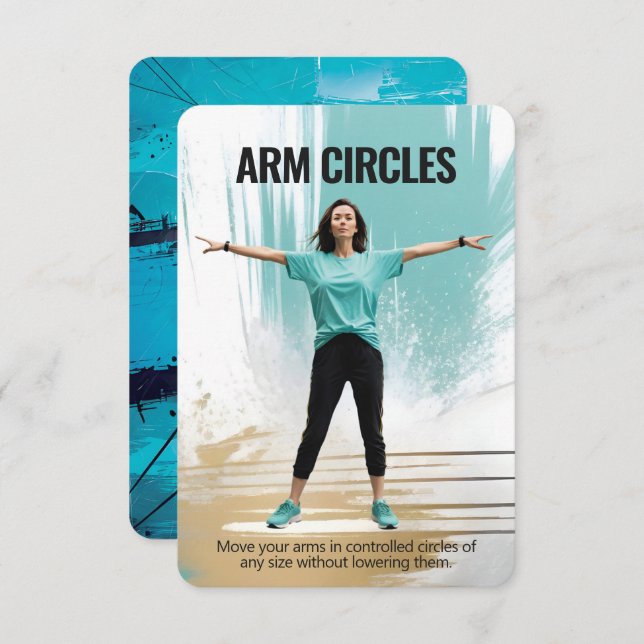 Arm Circles Fitness Card with Blue Backing (Front/Back)