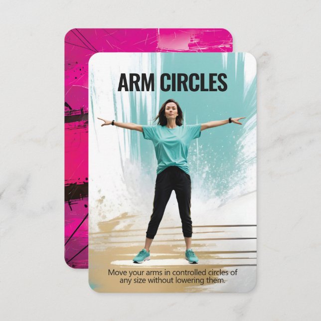Arm Circles Fitness Card with Pink Backing (Front/Back)