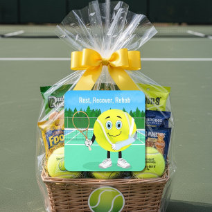 Arm Surgery Get Well Card Cute Tennis Ball in Cast Square Sticker