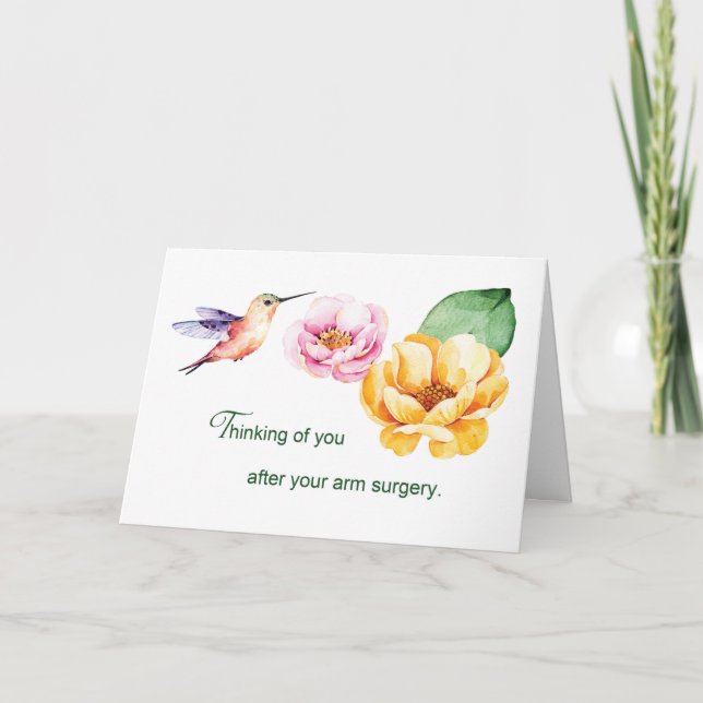 Arm Surgery Thinking of You Flowers  Card (Front)